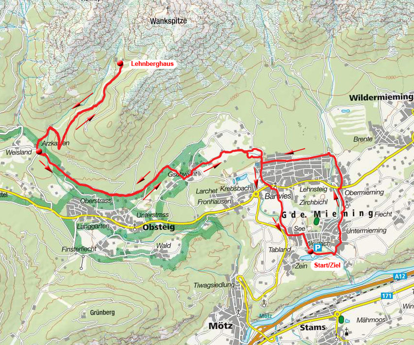 Lehnberghaus vom Badesee Mieming Lehnberghaus vom Badesee Mieming