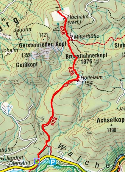 Hochalm-Hochalmgipfel (1428 m) vom Sylvensteinsee Hochalm-Hochalmgipfel (1428 m) vom Sylvensteinsee