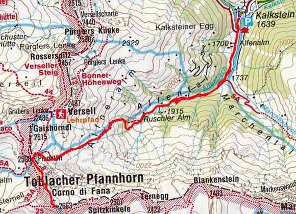 Toblacher Pfannhorn (2663 m) von Kalkstein Toblacher Pfannhorn (2663 m) von Kalkstein