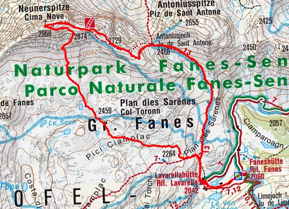 Neunerspitze - Klettersteig (2968 m) von der Faneshütte Neunerspitze - Klettersteig (2968 m) von der Faneshütte