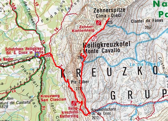Heiligkreuzkofel-Zehnerspitze (2907/3026 m) aus dem Gadertal Heiligkreuzkofel-Zehnerspitze (2907/3026 m) aus dem Gadertal
