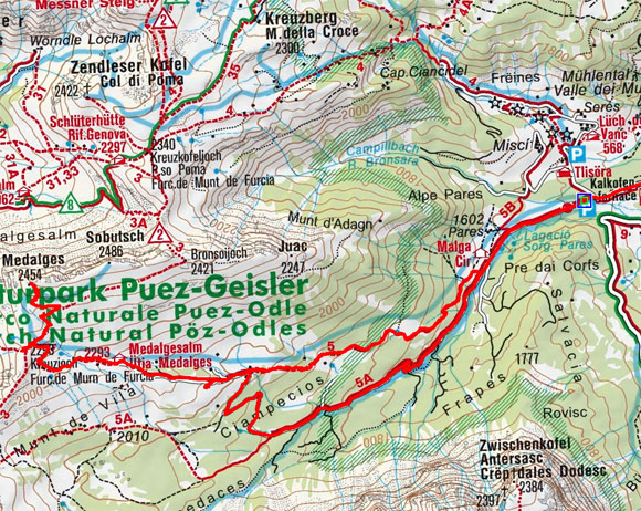 Medalges (2454 m) von Campill-Seres Medalges (2454 m) von Campill-Seres