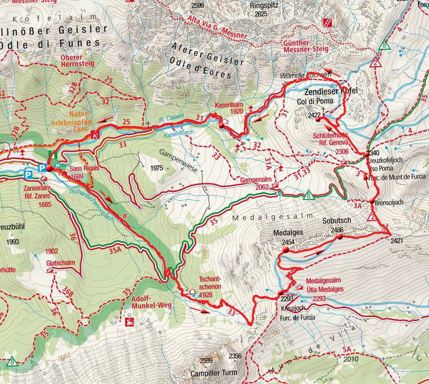3-Gipfel und 3-Jöcher Rundtour im Villnösstal 3-Gipfel und 3-Jöcher Rundtour im Villnösstal