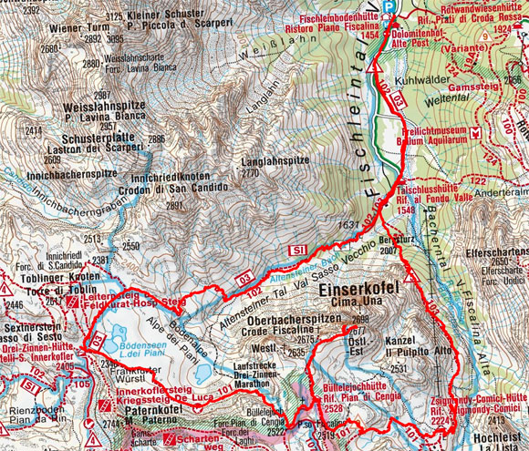 Einserkofel-Umrundung mit Oberbachernspitze Einserkofel-Umrundung mit Oberbachernspitze