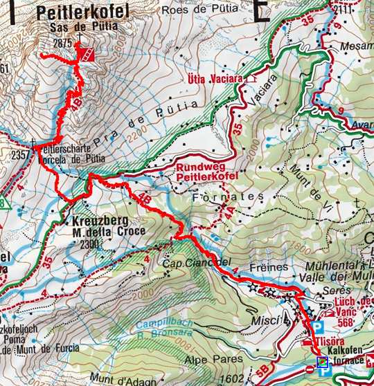 Peitlerkofel (2875 m) aus dem Campilltal Peitlerkofel (2875 m) aus dem Campilltal