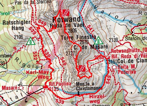 Rotwand - Masare Klettersteig (2806/2727 m) Rotwand - Masare Klettersteig (2806/2727 m)