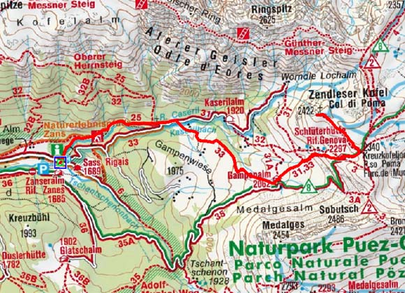 Zendleser Kofel (2422m) aus dem Villnösser Tal Zendleser Kofel (2422m) aus dem Villnösser Tal