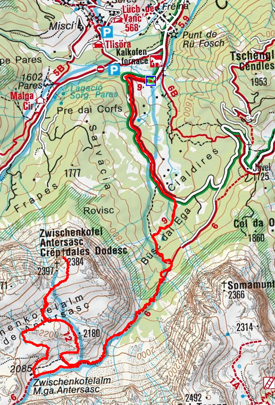Zwölferkofel (2397 m) von Campill Zwölferkofel (2397 m) von Campill