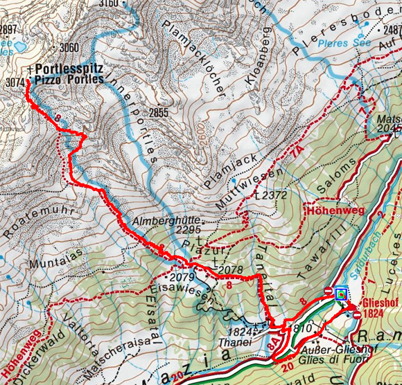 Portlesspitze vom Glieshof (3074 m) Portlesspitze vom Glieshof (3074 m)