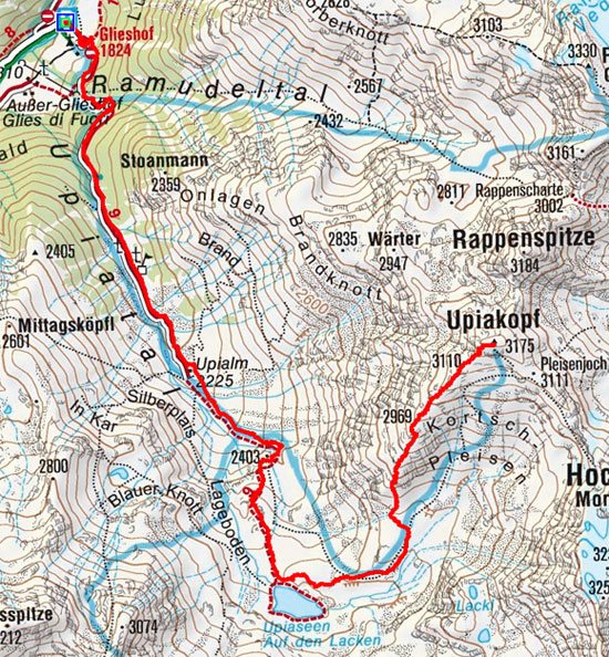 Upikopf (3175 m) vom Almhotel Glieshof Upikopf (3175 m) vom Almhotel Glieshof