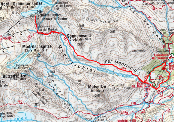Hintere Schöntaufspitze (3225 m) aus dem Martelltal Hintere Schöntaufspitze (3225 m) aus dem Martelltal