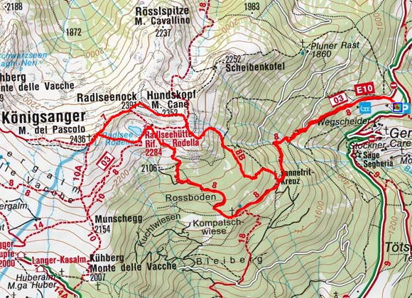Königsanger (2436 m) vom Parkplatz Perlungerhof Königsanger (2436 m) vom Parkplatz Perlungerhof
