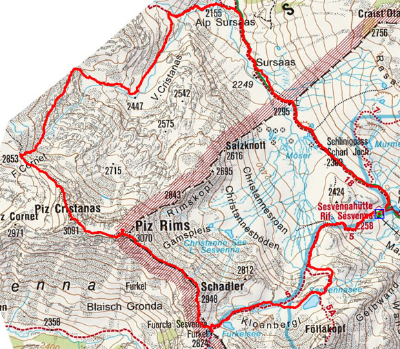 3-Gipfel Rundtour (Schadler, Piz Rims, Piz Cristanas) von der Sesvennahütte 3-Gipfel Rundtour (Schadler, Piz Rims, Piz Cristanas) von der Sesvennahütte