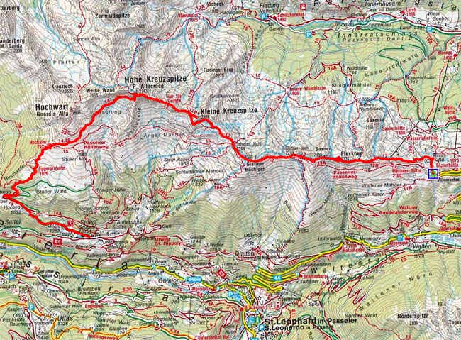 Passeirer Höhenweg über die Hohe Kreuzspitze Passeirer Höhenweg über die Hohe Kreuzspitze