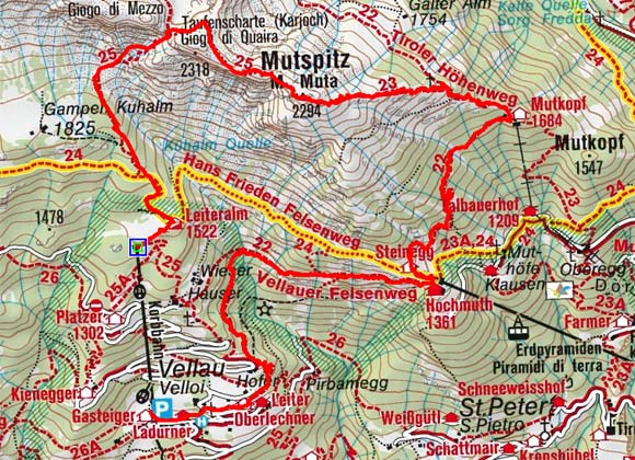 Mutspitz (2294 m) - Vellauer Felsenweg Mutspitz (2294 m) - Vellauer Felsenweg