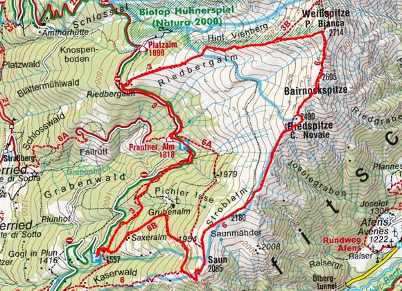 Saun-Weißspitze (2085/2714 m) vom Braunhof Saun-Weißspitze (2085/2714 m) vom Braunhof