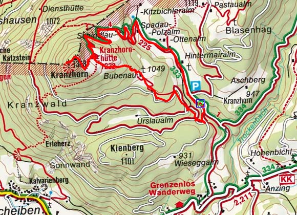 Kranzhorn (1368 m) vom Erler Berg Kranzhorn (1368 m) vom Erler Berg