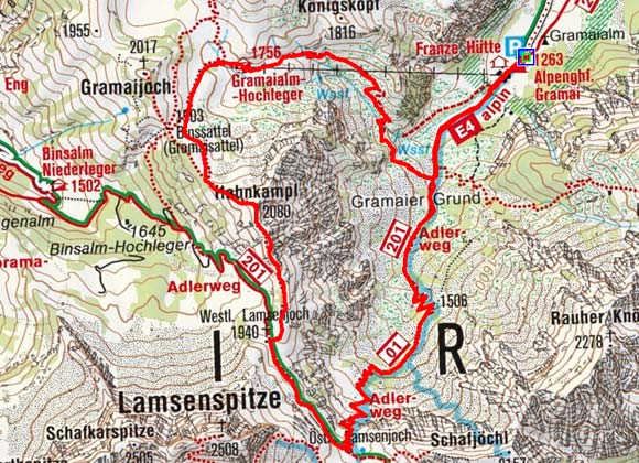 Hahnkampl (2080 m) von der Gramaialm Hahnkampl (2080 m) von der Gramaialm
