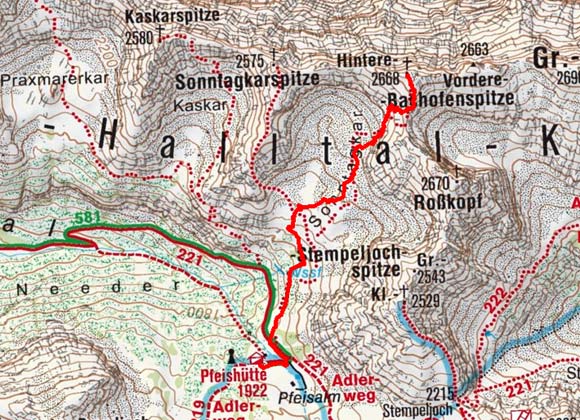 Hintere Bachofenspitze (2668 m) von der Pfeishütte Hintere Bachofenspitze (2668 m) von der Pfeishütte