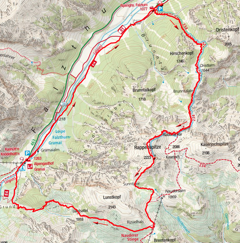 Rappenspitze - Überschreitung von der Falzthurnalm Rappenspitze - Überschreitung von der Falzthurnalm