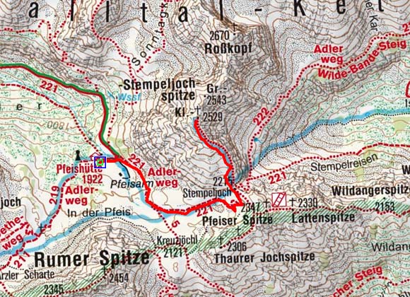 Kleine Stempeljochspitze (2529 m) von der Pfeishütte Kleine Stempeljochspitze (2529 m) von der Pfeishütte
