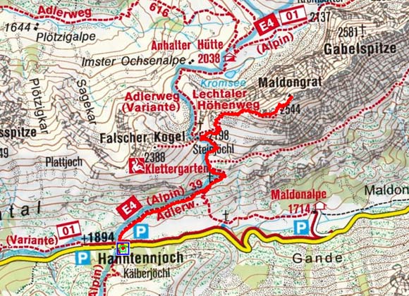 Maldongrat (2544 m) vom Hahntennjoch Maldongrat (2544 m) vom Hahntennjoch