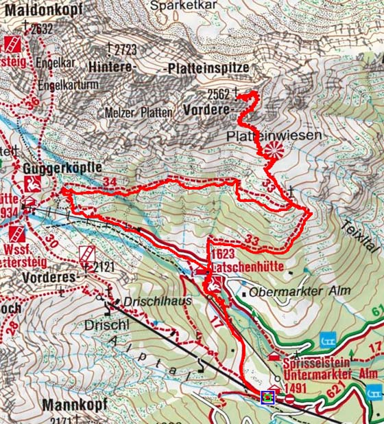 Vordere Platteinspitze (2562 m) von der Untermarkter Alm Vordere Platteinspitze (2562 m) von der Untermarkter Alm