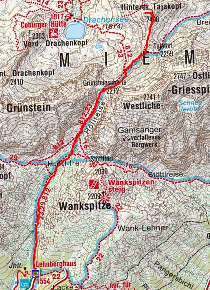Hinterer Tajakopf (2408 m) vom Lehnberghaus Hinterer Tajakopf (2408 m) vom Lehnberghaus
