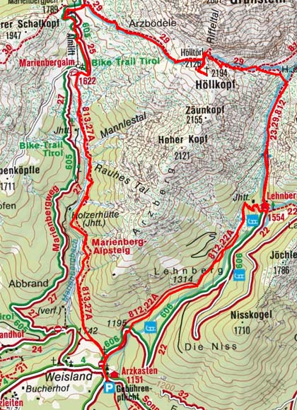Höllkopf-Rundtour (2194 m) vom Gasthof Arzkasten Höllkopf-Rundtour (2194 m) vom Gasthof Arzkasten