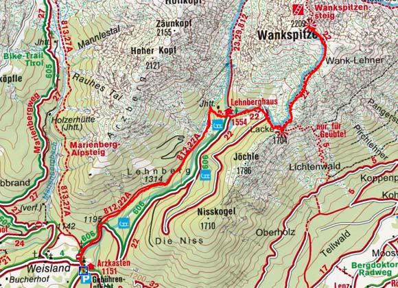 Wankspitze (2209 m) vom Gasthof Arzkasten Wankspitze (2209 m) vom Gasthof Arzkasten