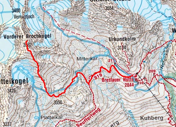 Vorderer Brochkogel (3562 m) von der Breslauer Hütte Vorderer Brochkogel (3562 m) von der Breslauer Hütte