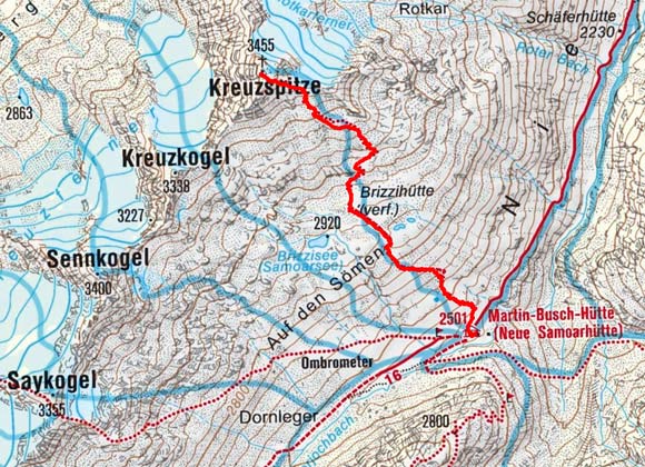 Kreuzspitze (3455 m) von der Martin Busch Hütte Kreuzspitze (3455 m) von der Martin Busch Hütte