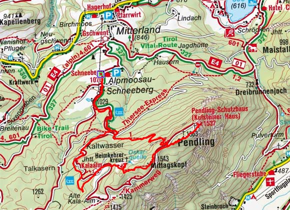 Pendling-Kala Alm (1563 m) vom Schneeberg Pendling-Kala Alm (1563 m) vom Schneeberg