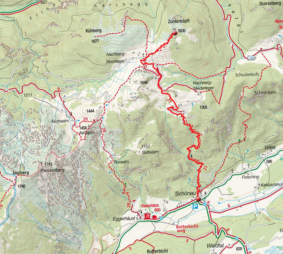 Zunterköpfl, 1635 m: Bergwanderung von Schönau Zunterköpfl, 1635 m: Bergwanderung von Schönau
