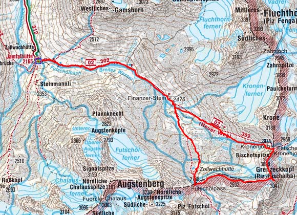 Grenzeckkopf Rundtour (3047 m) von der Jamtalhütte Grenzeckkopf Rundtour (3047 m) von der Jamtalhütte
