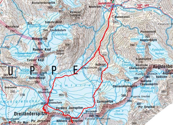 Hintere Jamspitze-Dreiländerspitze Rundtour Hintere Jamspitze-Dreiländerspitze Rundtour