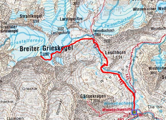 Breiter Grieskogel (3287 m) von der Winnebachseehütte Breiter Grieskogel (3287 m) von der Winnebachseehütte