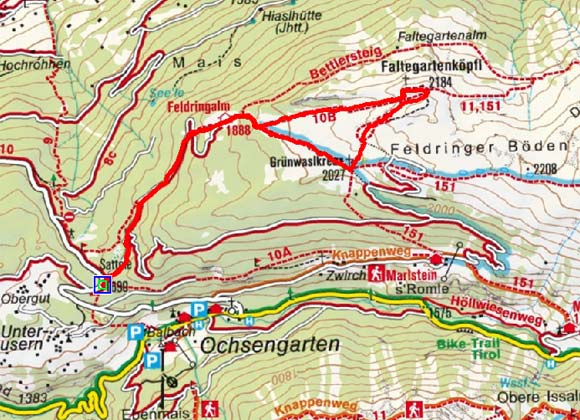 Faltegartenköpfl (2184 m) vom Sattele Faltegartenköpfl (2184 m) vom Sattele
