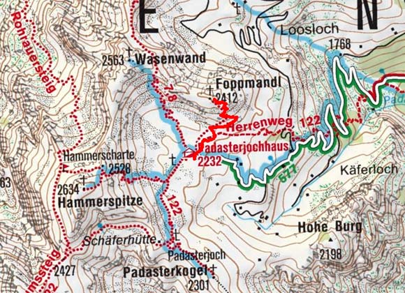 Foppmandl (2412 m) vom Padasterjochhaus Foppmandl (2412 m) vom Padasterjochhaus