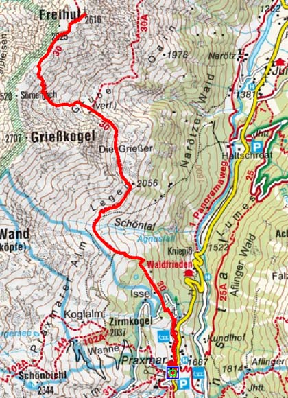 Freihut (2616 m) von Praxmar Freihut (2616 m) von Praxmar