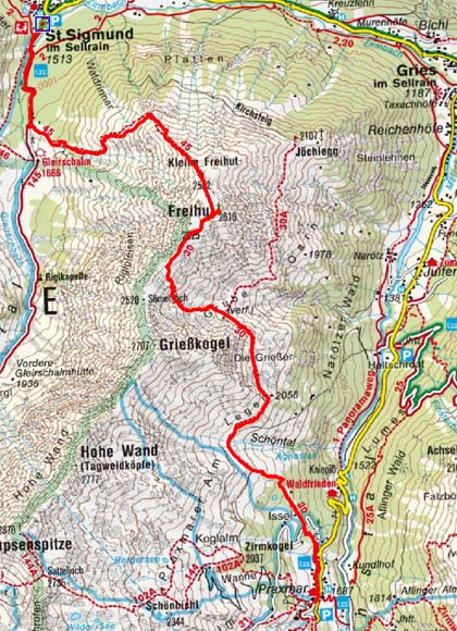 Freihut-Überschreitung von St. Sigmund nach Praxmar Freihut-Überschreitung von St. Sigmund nach Praxmar
