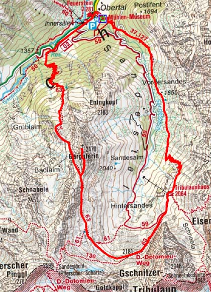 Gargglerin (2470 m) vom Gasthof Feuerstein Gargglerin (2470 m) vom Gasthof Feuerstein