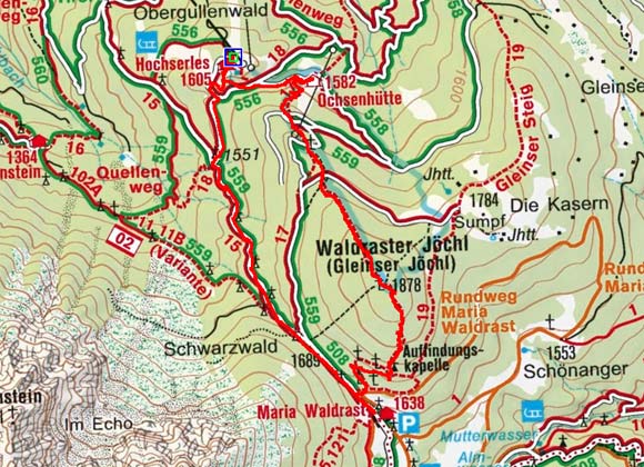 Gleinser Jöchl-Waldrasterjöchl (1878 m) vom Koppeneck Gleinser Jöchl-Waldrasterjöchl (1878 m) vom Koppeneck