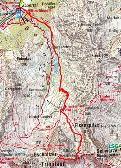 Gschnitzer Tribulaun (2946 m) vom Gasthof Feuerstein Gschnitzer Tribulaun (2946 m) vom Gasthof Feuerstein
