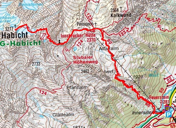 Habicht (3277 m) vom Gasthof Feuerstein Habicht (3277 m) vom Gasthof Feuerstein