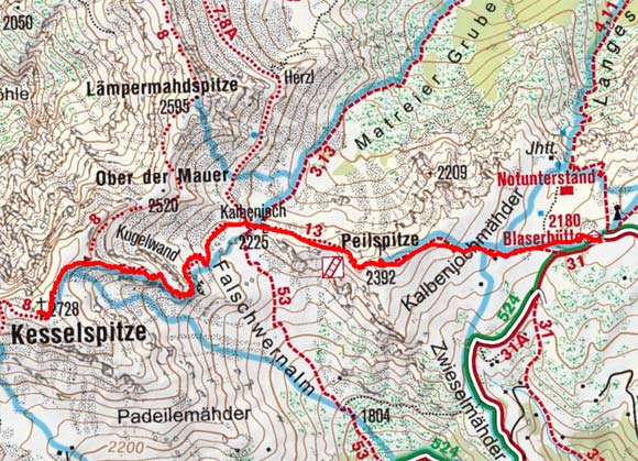 Kesselspitze (2728 m) von der Blaserhütte Kesselspitze (2728 m) von der Blaserhütte