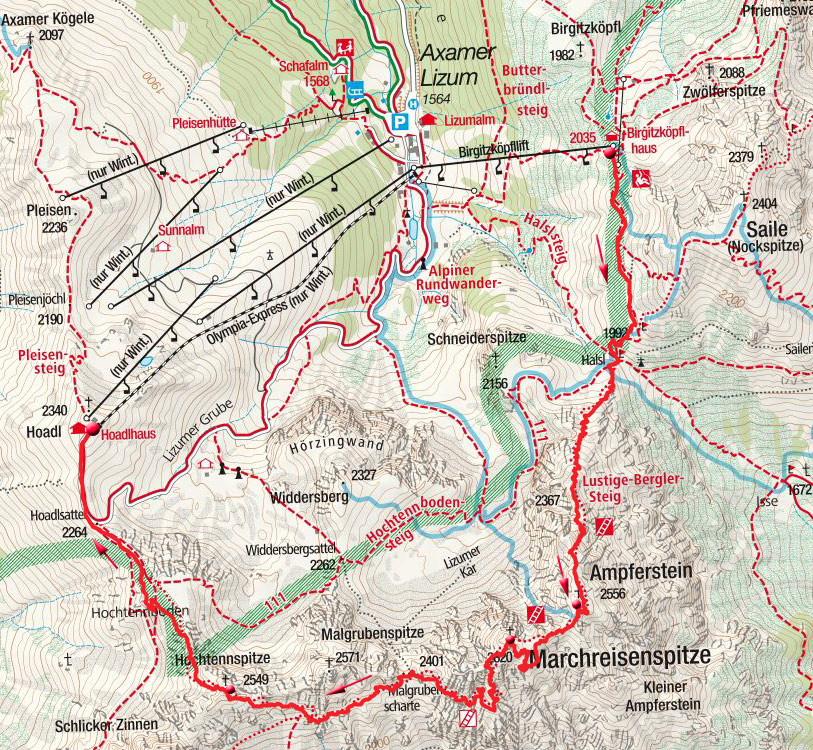 Lustige-Bergler-Steig in der Axamer Lizum Lustige-Bergler-Steig in der Axamer Lizum