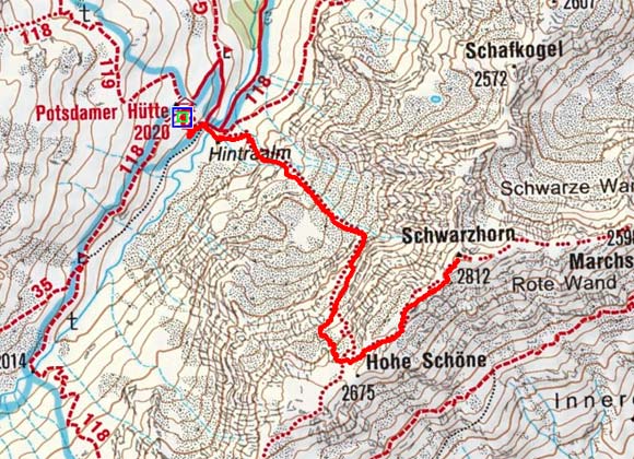 Schwarzhorn (2812 m) von der Potsdamer Hütte Schwarzhorn (2812 m) von der Potsdamer Hütte