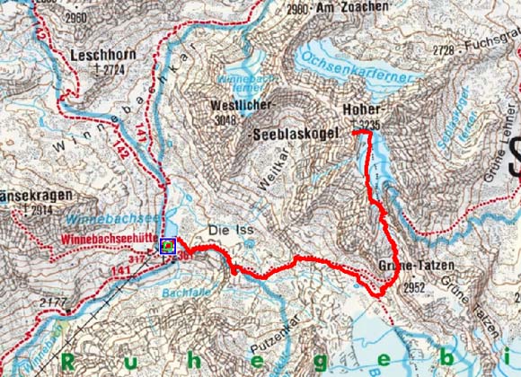 Grosse Seeblaskogel Umrahmung von der Winnebachseehütte Grosse Seeblaskogel Umrahmung von der Winnebachseehütte