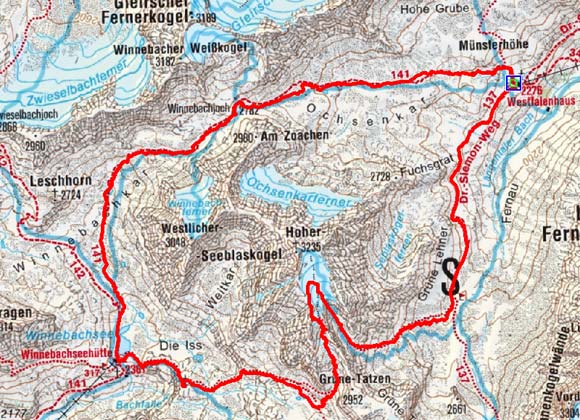 Grosse Seeblaskogel Umrahmung vom Westfalenhaus Grosse Seeblaskogel Umrahmung vom Westfalenhaus